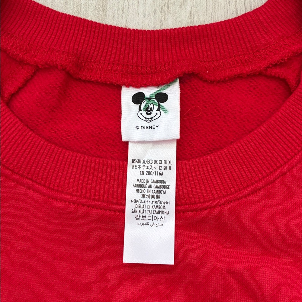 NWT Disney Red Crewneck Sweater with Mickey Mouse Disneyland L or XL - Picture 5 of 6